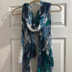 Floral Blue and Green Scarf